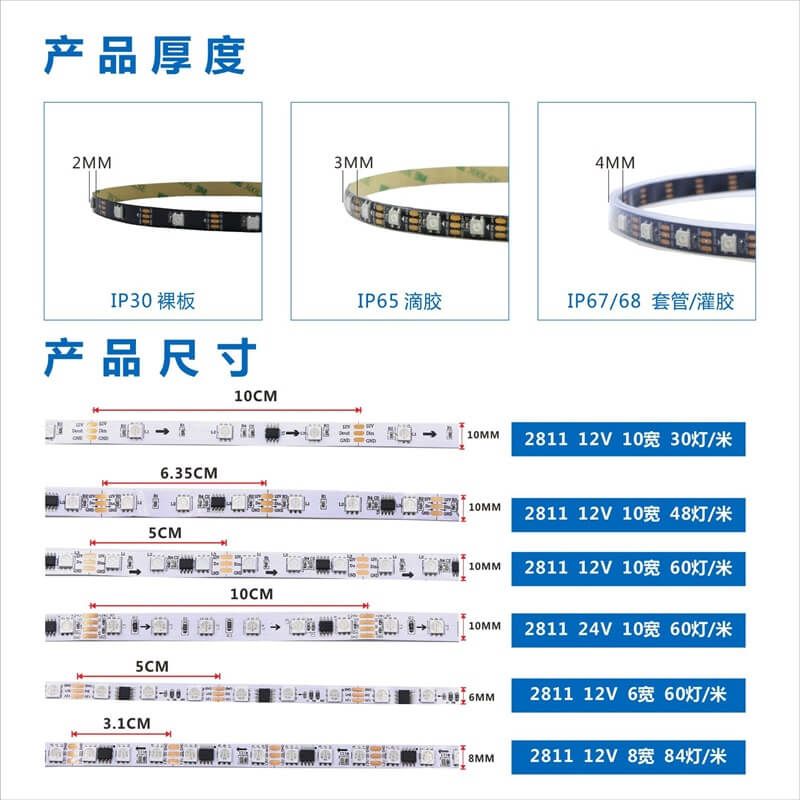 單片機(jī)可控WS2811燈帶DC12V幻彩外置IC可編程 - 5